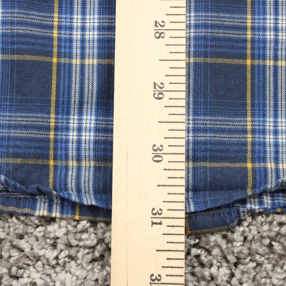 Wrangler Rugged Wear Shirt Mens Large Blue Plaid Long Sleeve Western Fit - Picture 8 of 8